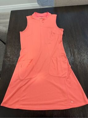 Puma Coral Athletic Tennis Dress with Front Pockets